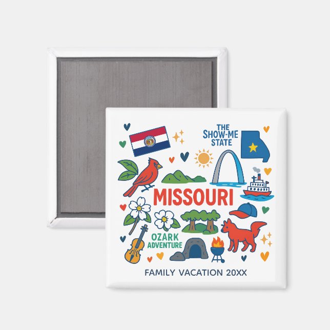 Missouri Family Trip Keepsake Personalized Magnet (Front/Back)