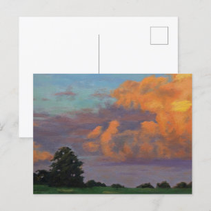 Missouri Farm Sunset in Blue Orange Gult Lila Vykort