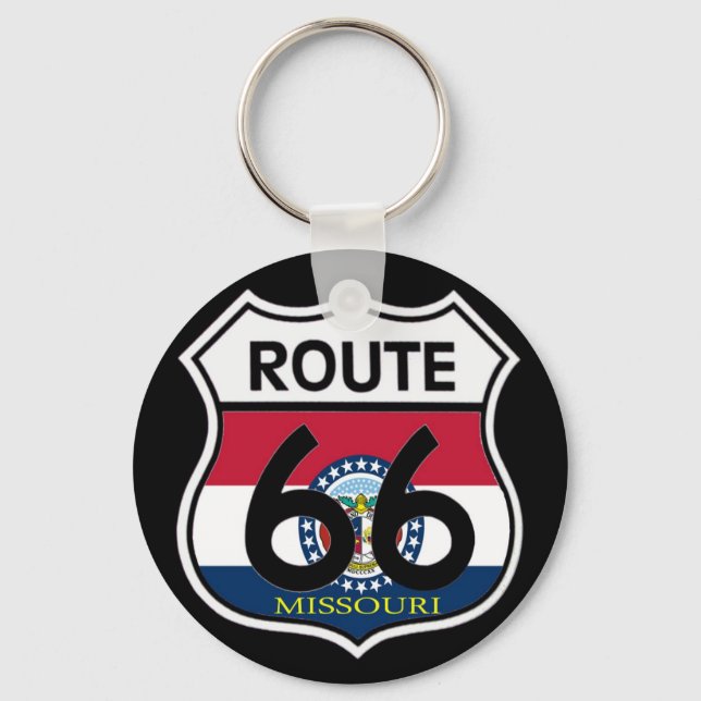 Missouri Flagga Route 66 Shield Nyckelring (Framsida)