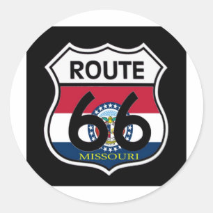 Missouri Flagga Route 66 Shield Runt Klistermärke