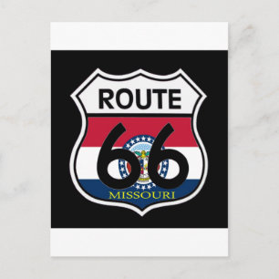 Missouri Flagga Route 66 Shield Vykort