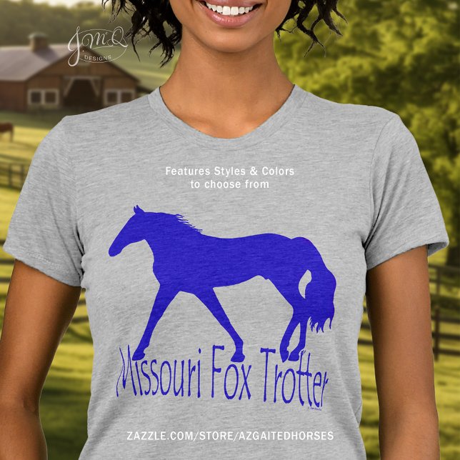 Missouri Fox Trotter Blue Silhouette T Shirt (Blue Missouri Fox Trotter horse silhouette t-shirt 🐎)