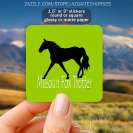 Missouri Fox Trotter Horse Silhouette Bright-Grönt Fyrkantigt Klistermärke