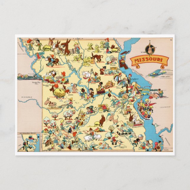 Missouri Funny Vintage Karta Vykort (Framsida)