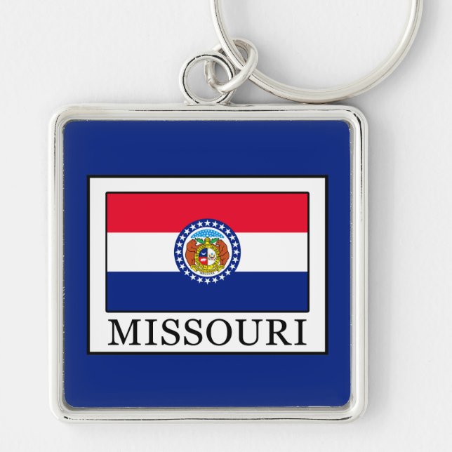 Missouri Fyrkantig Silverfärgad Nyckelring (Framsidan)