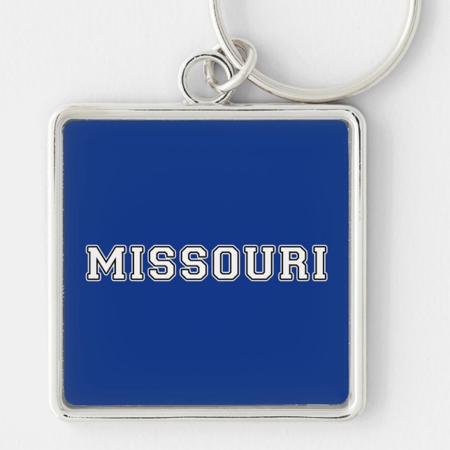 Missouri Fyrkantig Silverfärgad Nyckelring (Framsidan)