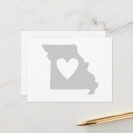 Missouri Grått State Karta Shape with Heart Cutout Vykort