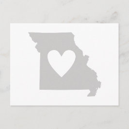 Missouri Grått State Karta Shape with Heart Cutout Vykort