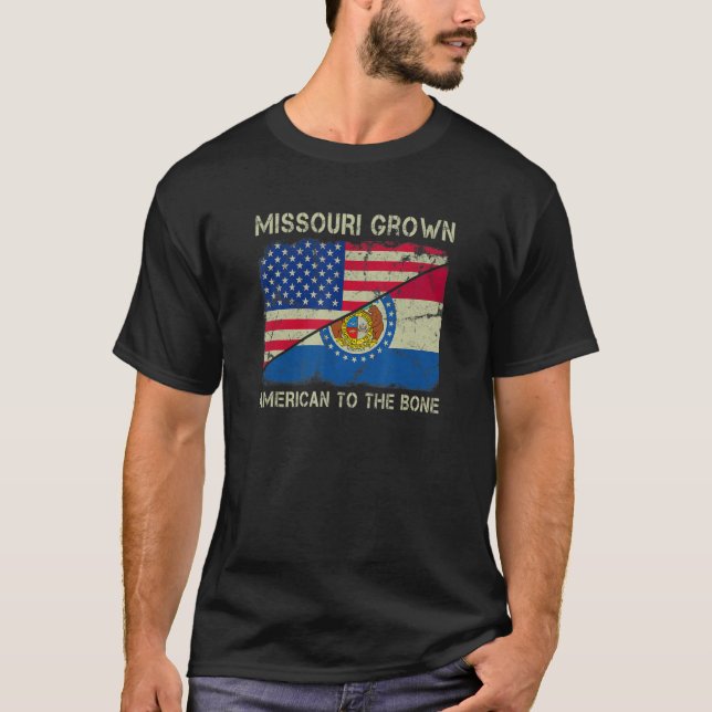 Missouri Grown American To The Bone Home State Mis T Shirt (Framsida)