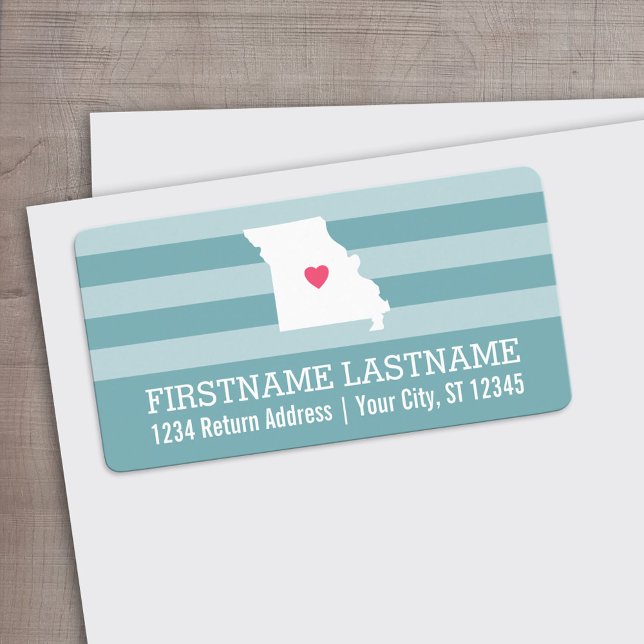 Missouri Home State City Karta Anpassningsbar Retu Adressetikett (Custom Address Label)