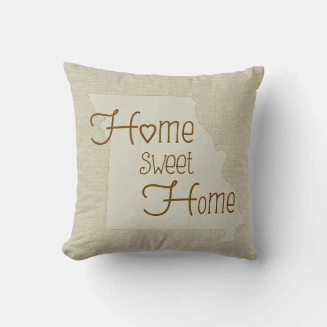 Missouri-Home Sweet Home burlap-look-eget namn Kudde (Framsida)