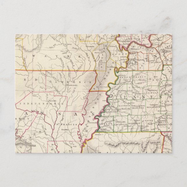 Missouri, Ill, Ky, Tenn, Ala, Miss Ark Vykort (Framsida)