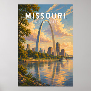 Missouri Illustrerad Resa Konst Vintage Poster