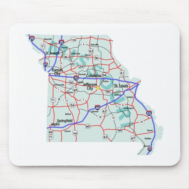 Missouri Interstate karta Mousepad Musmatta (Framsidan)