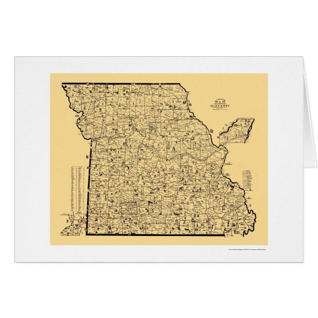 Missouri järnvägkarta 1897 hälsningskort (Framsidan Horizontal)