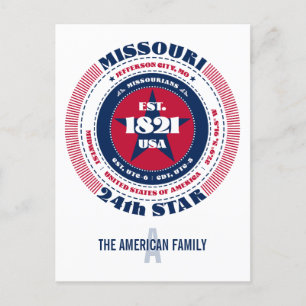 Missouri, Jefferson City, MO, Patriotic, Monogram Vykort