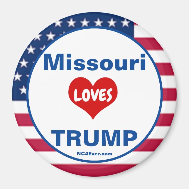 Missouri KÄRLEK TRUMP Patriotic Fridge Magnet (Framsidan)