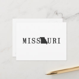 Missouri Karta Shaped Brev State Ord Art Black Vykort