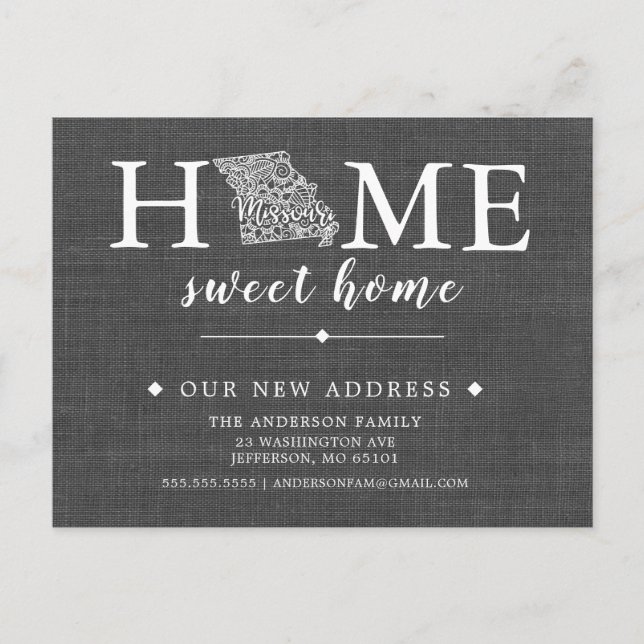 MISSOURI-meddelande om Flytta av meddelande Vykort (Framsida)