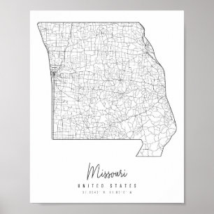 Missouri Minimal Street Karta Poster