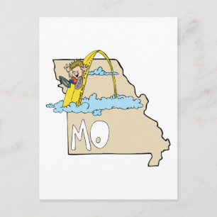 Missouri MO Karta med Saint Louis Arch-Tecknaden Vykort
