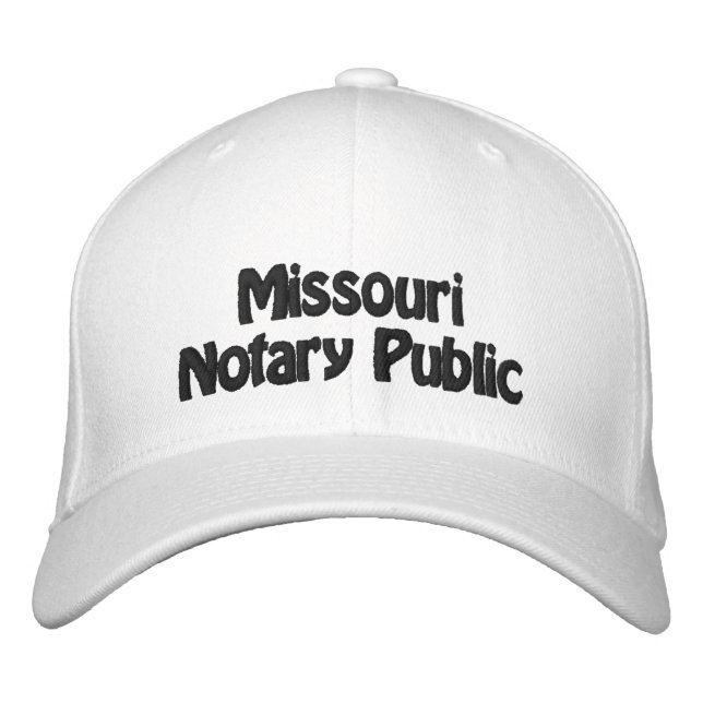 Missouri Notary Public Embroized Baseball Cap Broderad Keps (Framsida)
