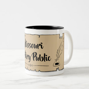 Missouri Notary Public Rulla Feather Quill Två-Tonad Mugg