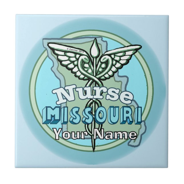 Missouri Nurse Caduceus Tile Kakelplatta (Framsidan)
