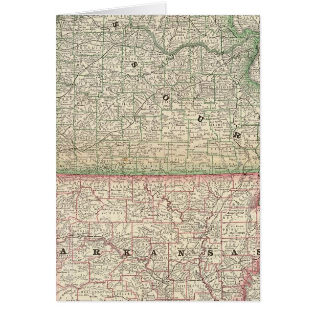 Missouri och Arkansas Hälsningskort (Framsidan)