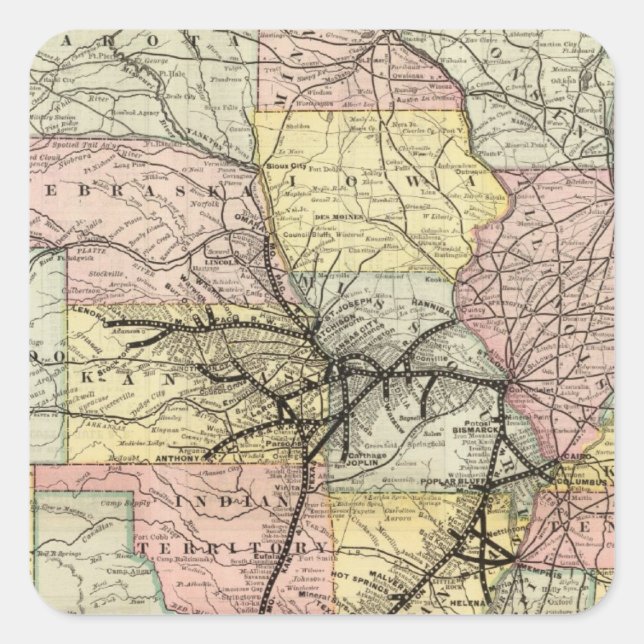 Missouri Pacific Railway Fyrkantigt Klistermärke (Framsida)