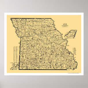 Missouri Railroad Karta 1897 Poster