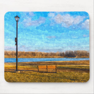 Missouri River Bench Painterly Mouse Pad Musmatta