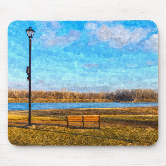 Missouri River Bench Painterly Mouse Pad Musmatta (Framsidan)