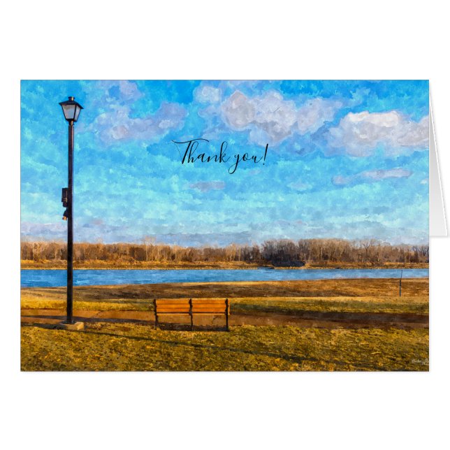 Missouri River Bench Painterly Tack för ditt kort (Framsidan Horizontal)