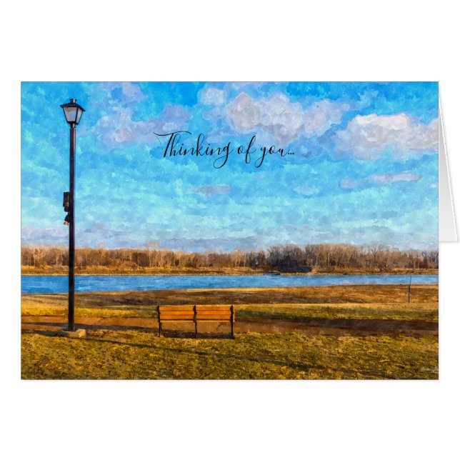 Missouri River Bench Painterly Thinking of U Card OBS Kort (Framsidan Horizontal)