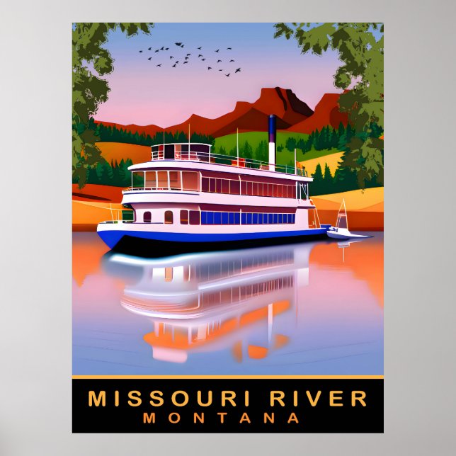Missouri River, Montana, Tourist Cruiser, Travel Poster (Framsidan)