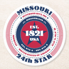 Missouri Rött vitt blått Typography Underlägg Papper Rund