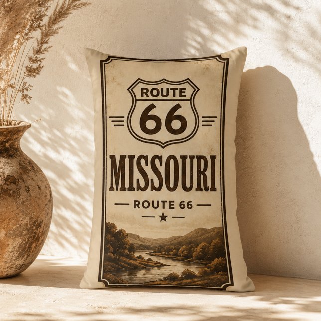 Missouri Route 66 Flod Lodge Accent Dekor Lumbarkudde (Skapare uppladdad)