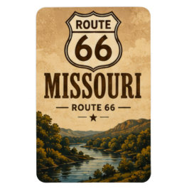 Missouri Route 66 Floddal Resemåleri Magnet