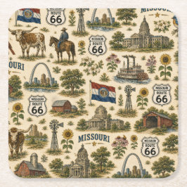 Missouri Route 66 Flodssipsar Underlägg Papper Kvadrat