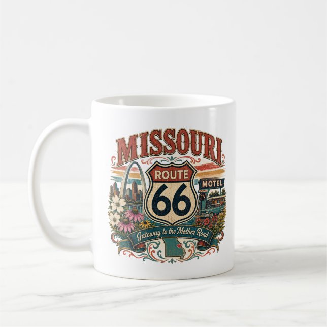 Missouri Route 66 Gateway Coffee Stop Kaffemugg (Vänster)