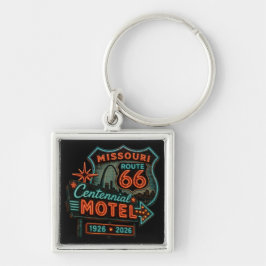 Missouri Route 66 Minnessak för Road Trip Fyrkantig Silverfärgad Nyckelring