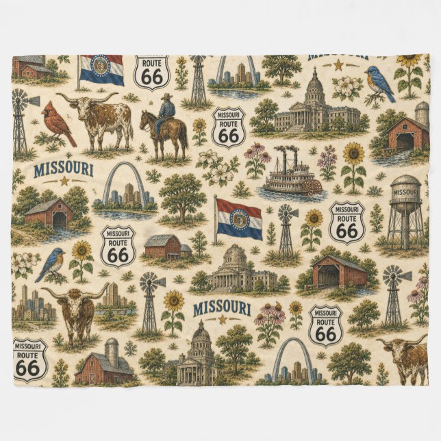 Missouri Route 66 Mysig entré Fleecefilt (Framsidan (Horisontell))