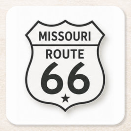 Missouri Route 66 Retro White Shield Bricka Underlägg Papper Kvadrat