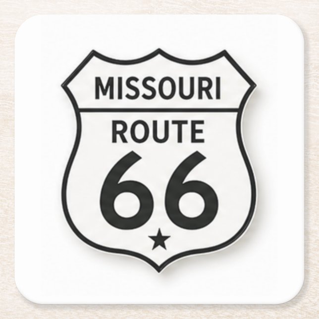 Missouri Route 66 Retro White Shield Bricka Underlägg Papper Kvadrat (Framsidan)