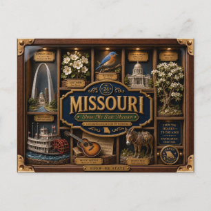 Missouri Shadow Box 3D Figurin Delstat Vykort