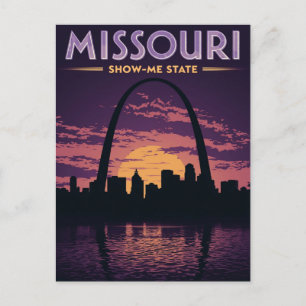 Missouri Show-Me State St. Louis Arch Solnedgång Vykort
