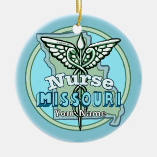 Missouri Sjuksköterska Caduceus Julgransprydnad Keramik