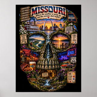 Missouri Skull Art Print | State of Mind Poster