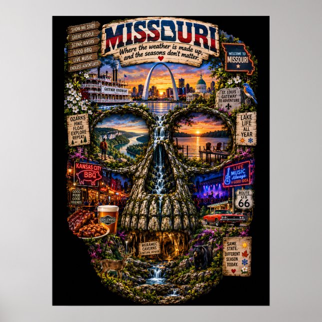 Missouri Skull Art Print | State of Mind Poster (Framsidan)